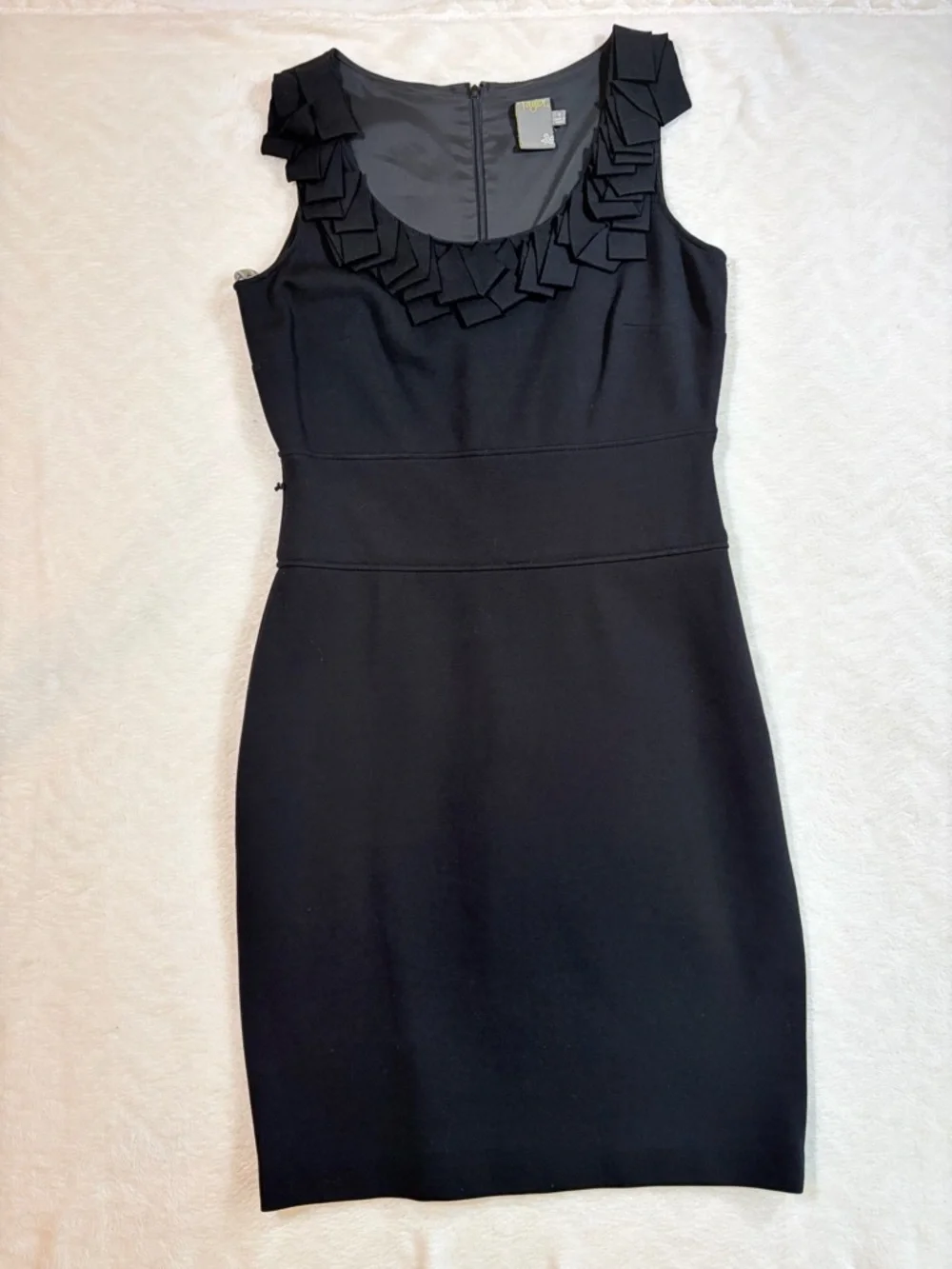 Taylor Black Sleeveless Ruffle-Trim Mini Dress‎